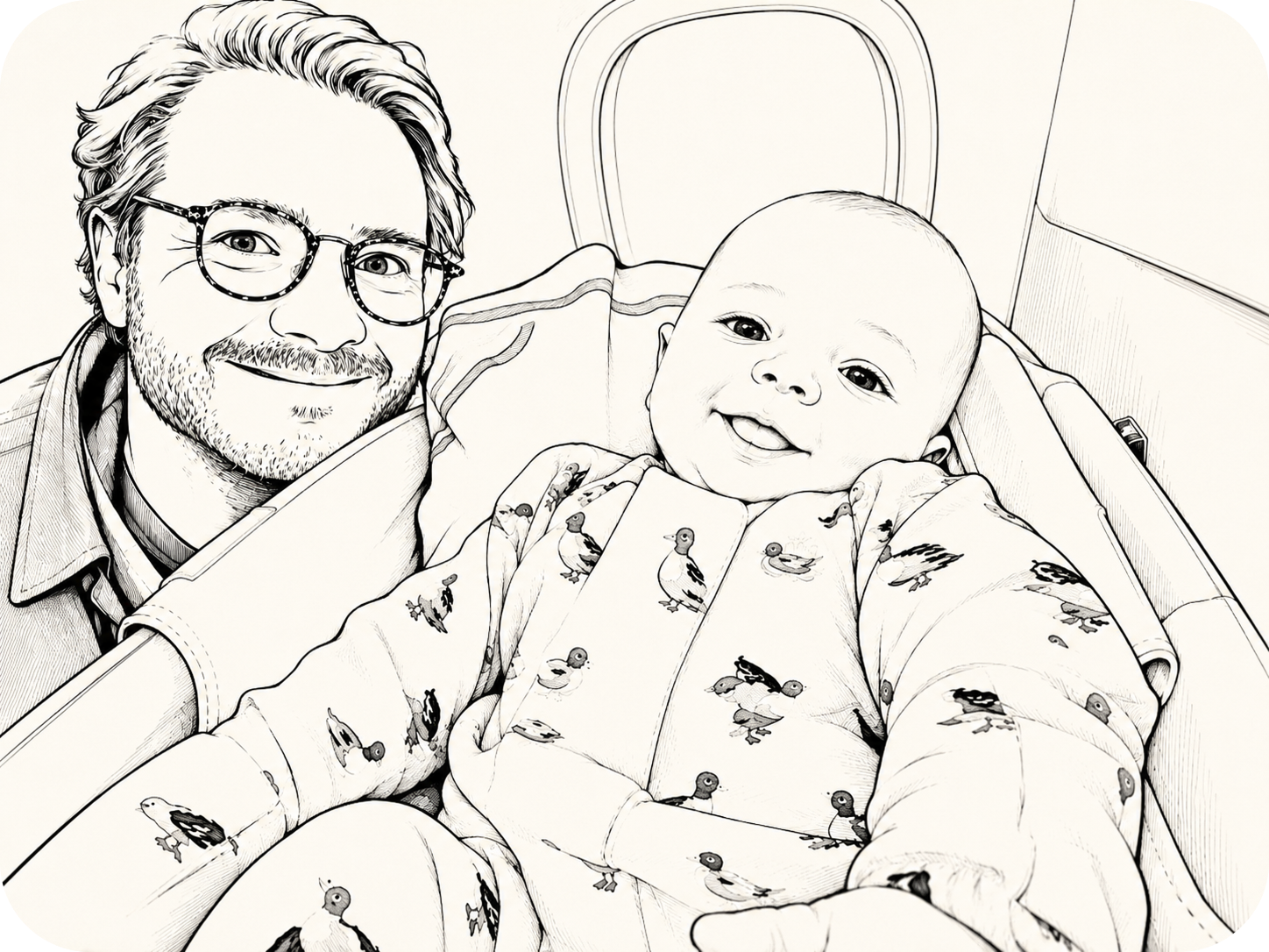 Sebastian, the founder, with his son Enzo on Enzo's first flight